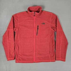 The North Face Textured Cap Rock Fleece  Jacket Mens Medium Red Full Zip Outdoor